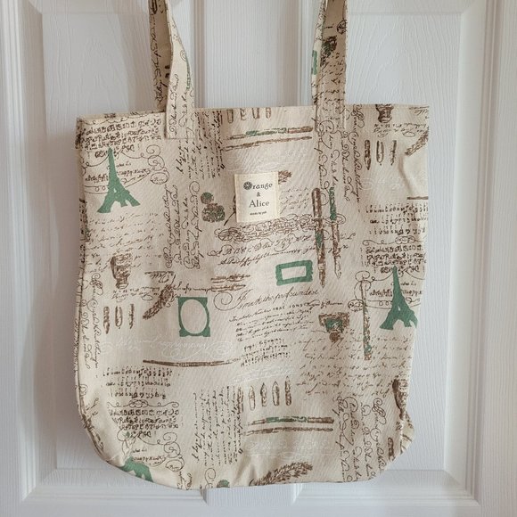 Printed Patterned Tote Bag Paris Themed - Picture 1 of 3